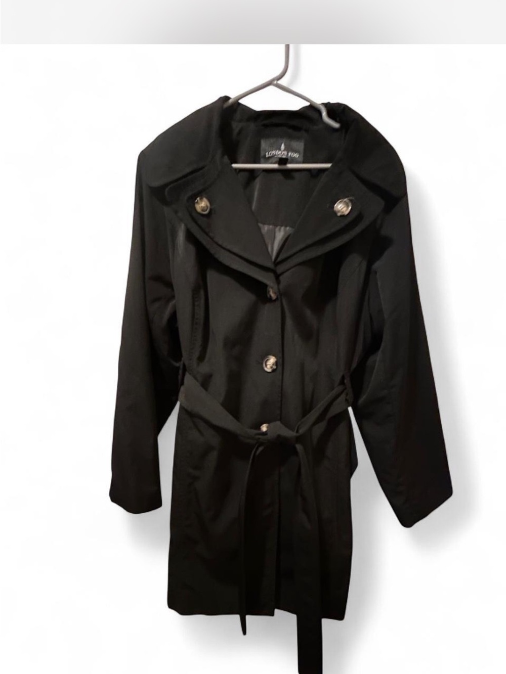 London Fog Black Belted Trench Coat